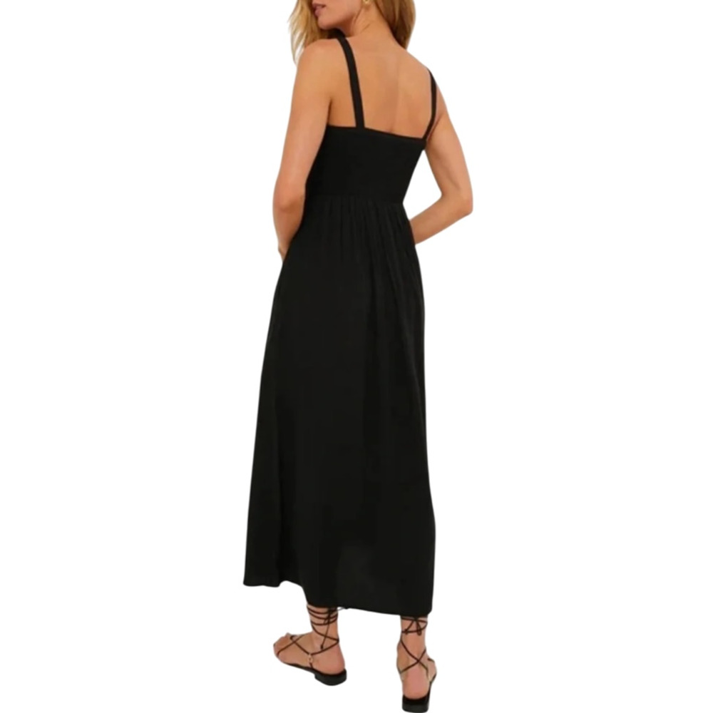 Tuckernuck Gillian Black Smocked Detail Sleeveless Maxi Dress Size Medium - Picture 5 of 13